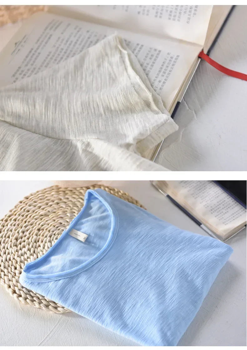 Men's Cotton Raw-Edge Crewneck T-Shirt