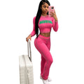 Women's Contrast Letter-Print Top and Flared Pants Set