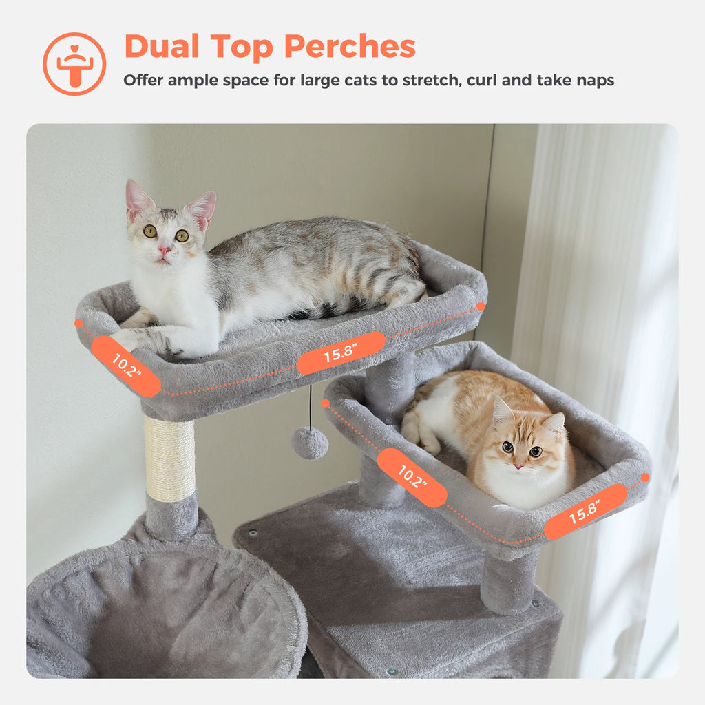 Tall Cat Tree for Indoor Cats Big Cat Tower with Super Large Hammock Cat Climbing Tree with Scratching Posts Condo House Black Whispering Desires Shoppe