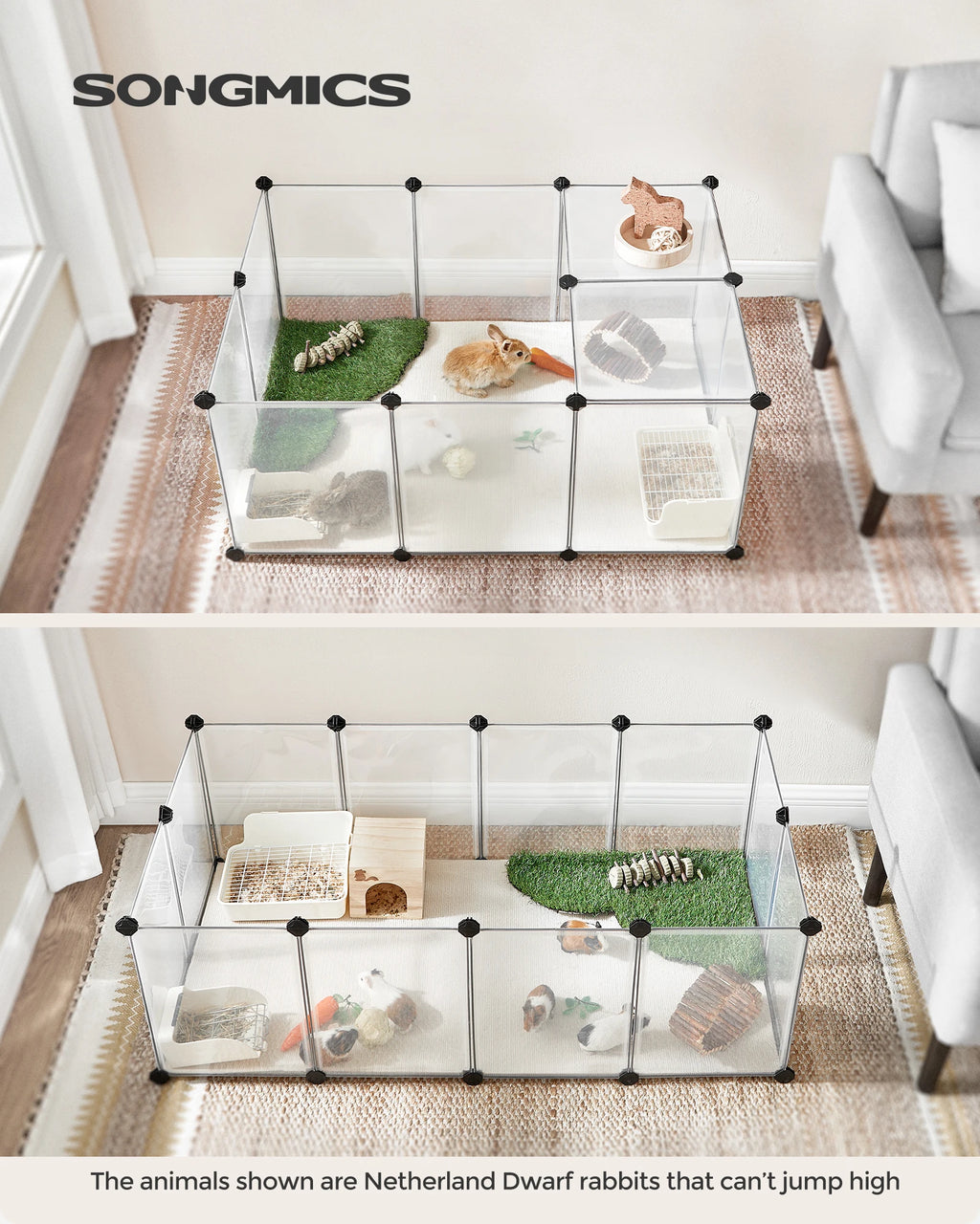 SONGMICS 20-Panel Small-Animal Playpen with Floor
