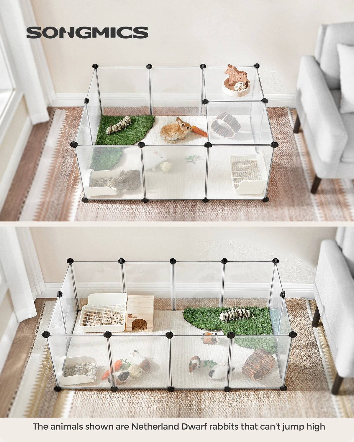 SONGMICS 20-Panel Small-Animal Playpen with Floor