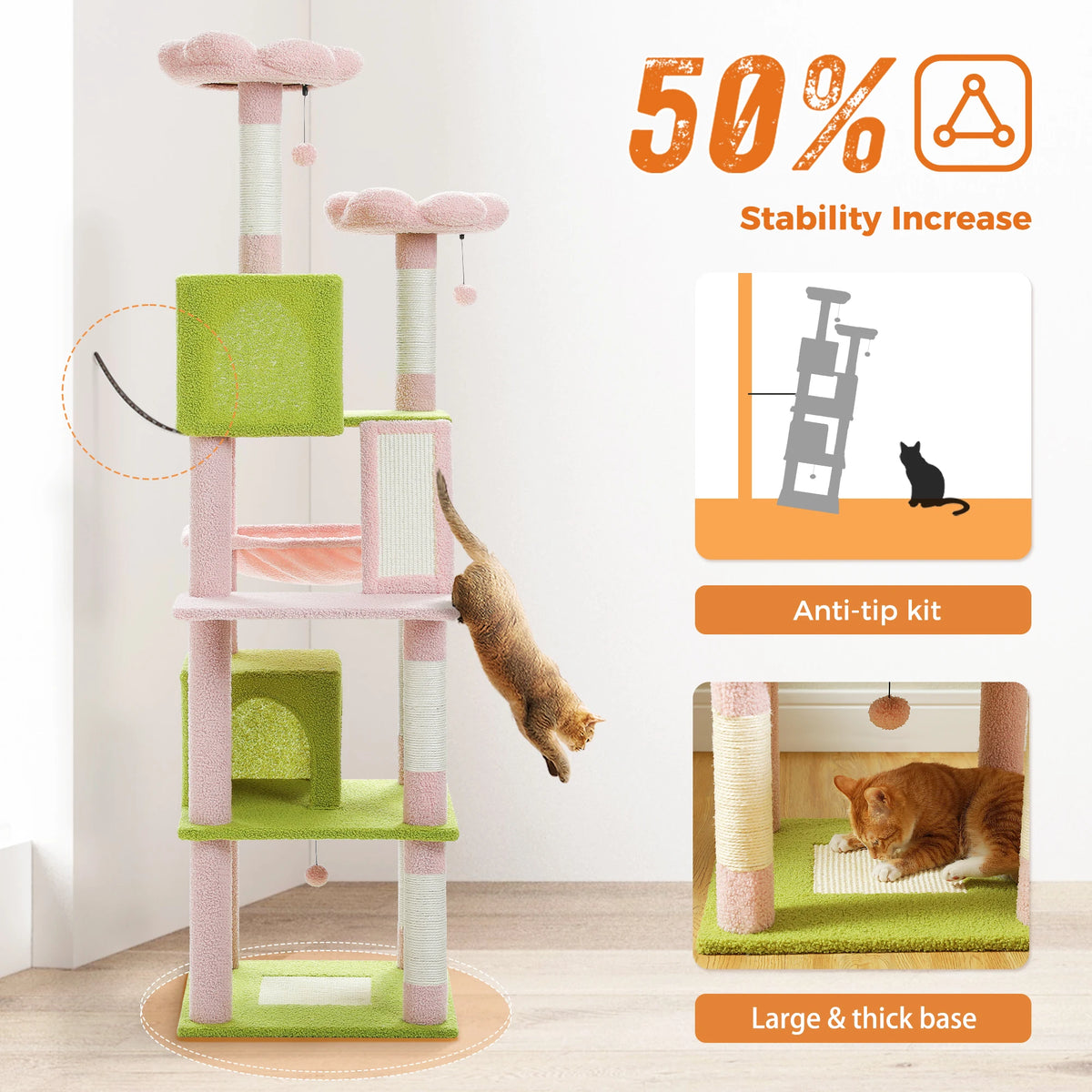 Multi-Level Cat Tree with Scratching Posts, Cozy Condo, Hammock, Large Cat Tower for Indoor Cats, Cat Scratching Board, Cat Toys Whispering Desires Shoppe