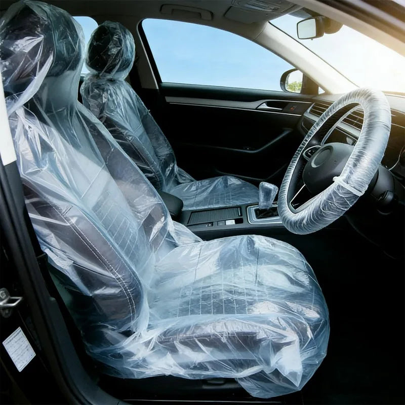Disposable Plastic Car Interior Covers – 5-Piece Set