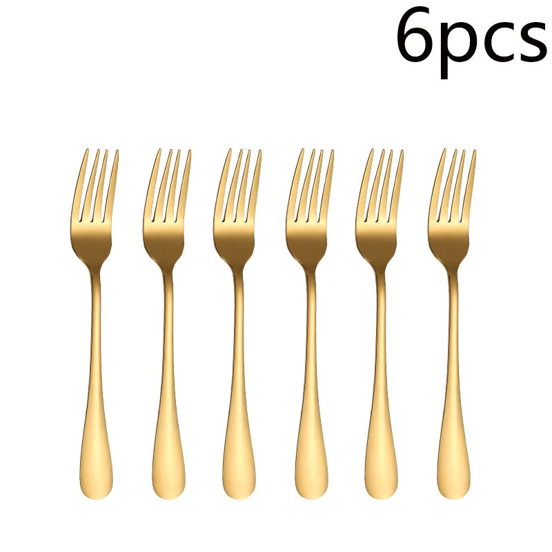 Gold-Finish Stainless Steel Flatware — 6 or 30 Pieces