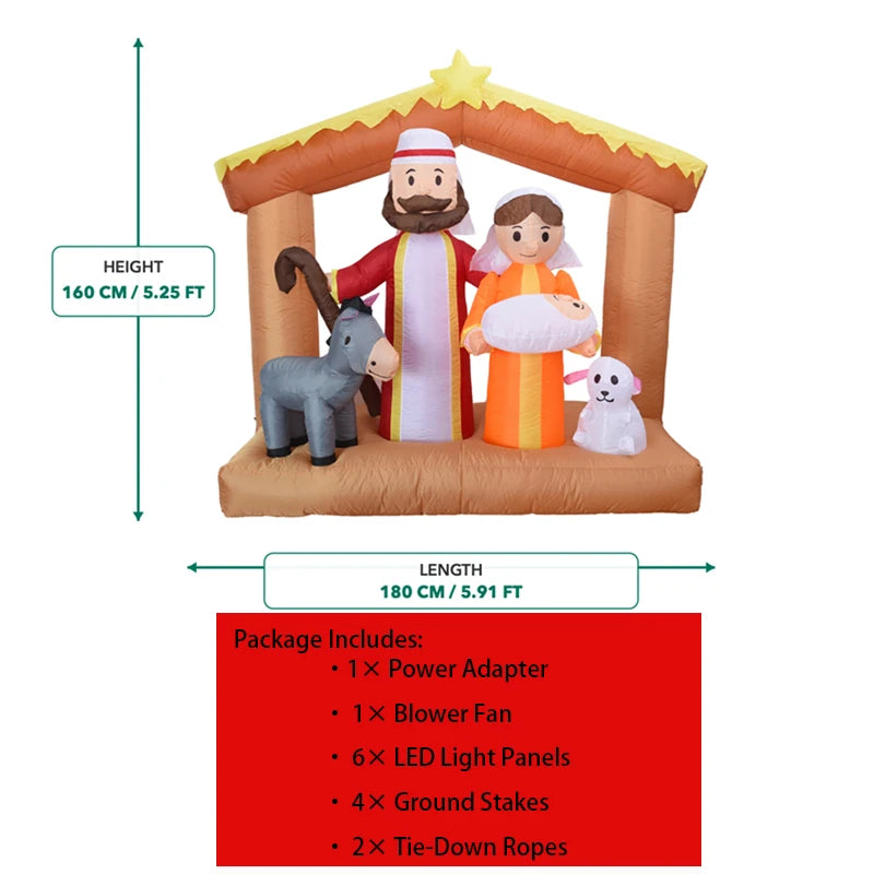 6-Foot LED Inflatable Nativity Scene