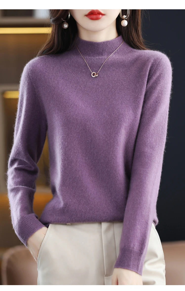 Women's Wool Mock-Neck Knit Sweater