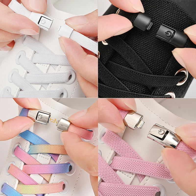 No-Tie Elastic Shoelaces with Press Locks – 8 mm