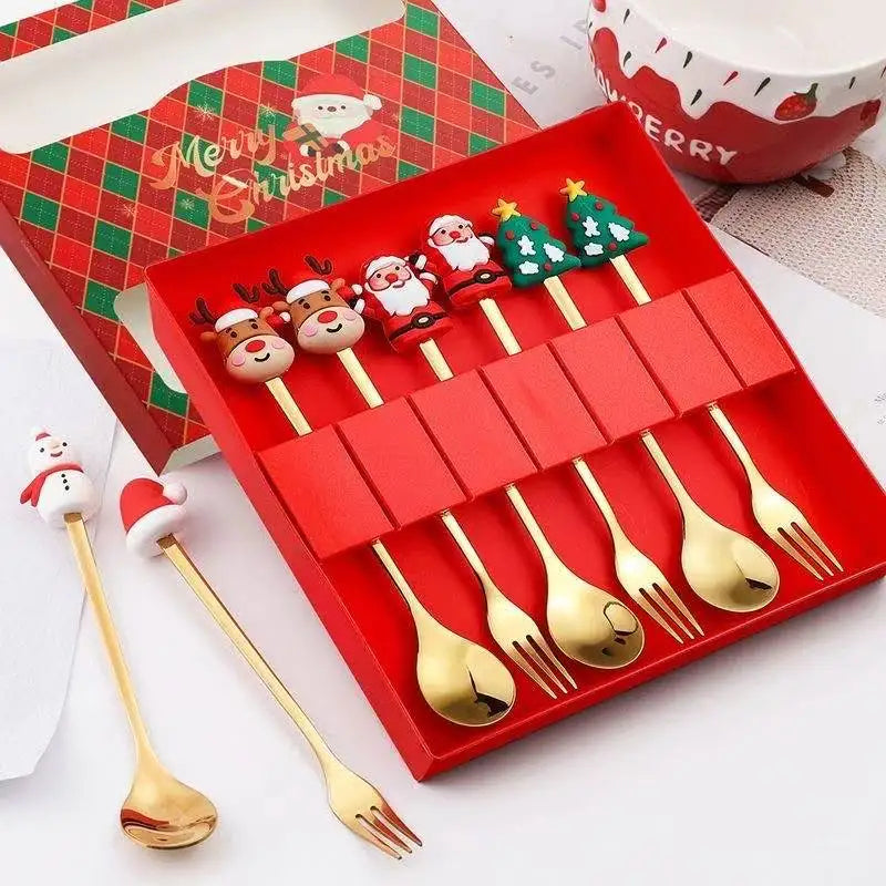 Christmas Stainless Steel Spoons and Forks — 4 Pieces