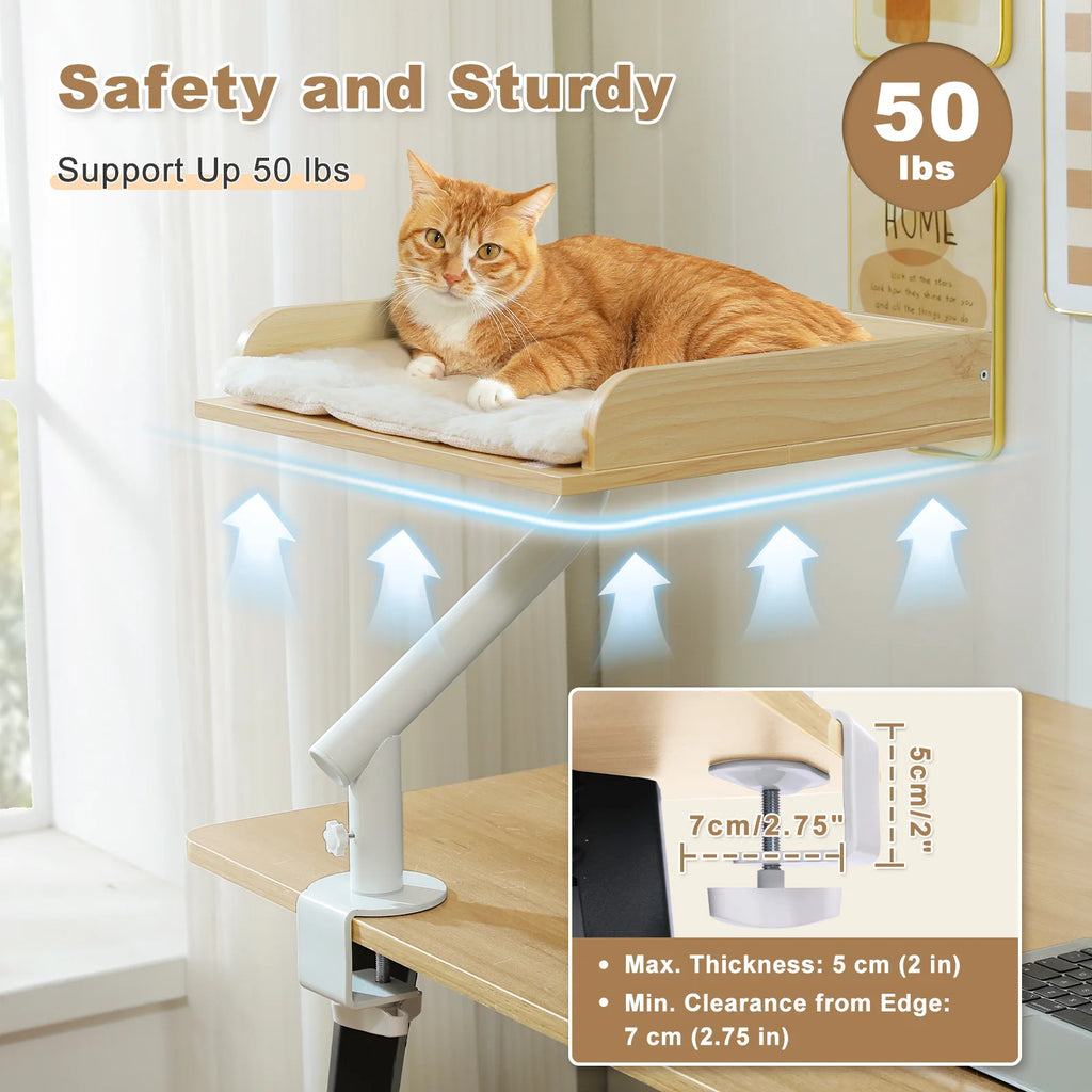 360° Rotating Desk-Mounted Cat Bed