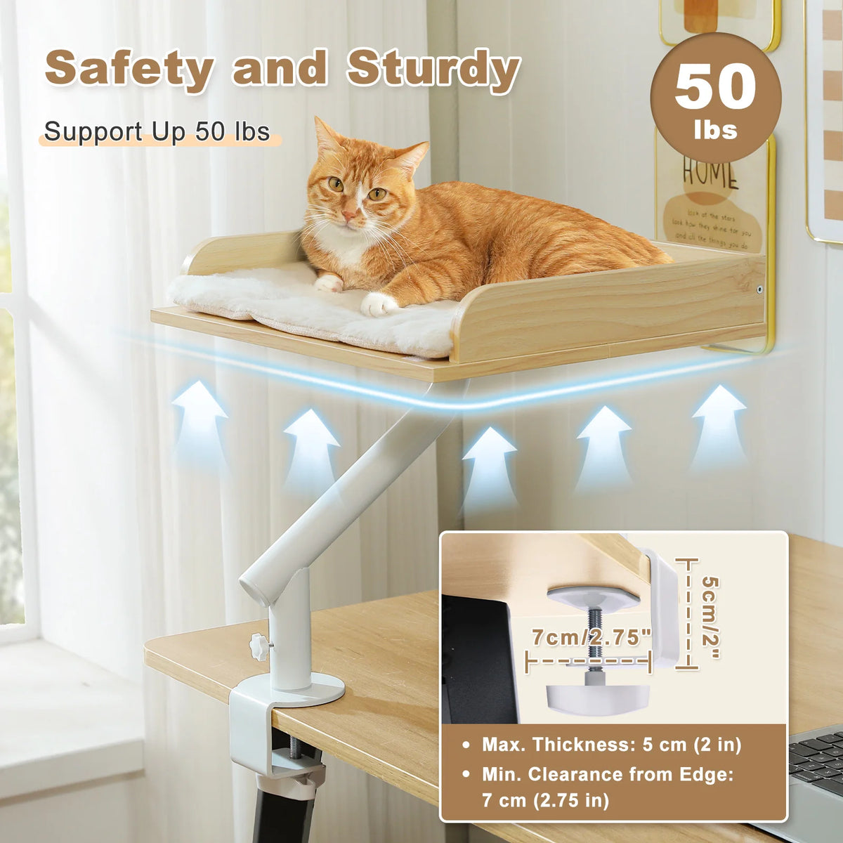 360° Rotating Desk-Mounted Cat Bed