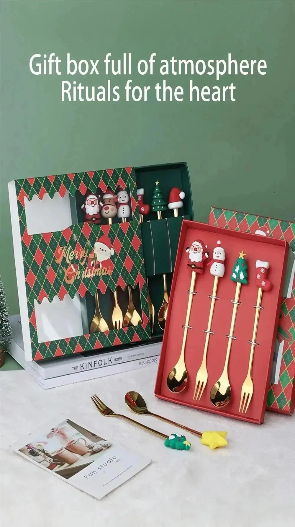 Christmas Dessert Fork & Spoon Sets