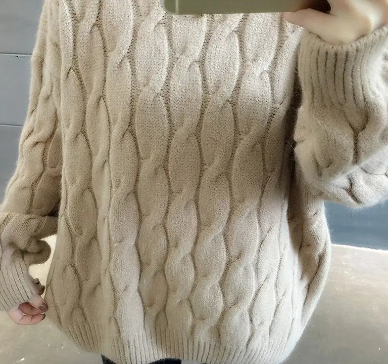 Women's Loose Round-Neck Knit Pullover