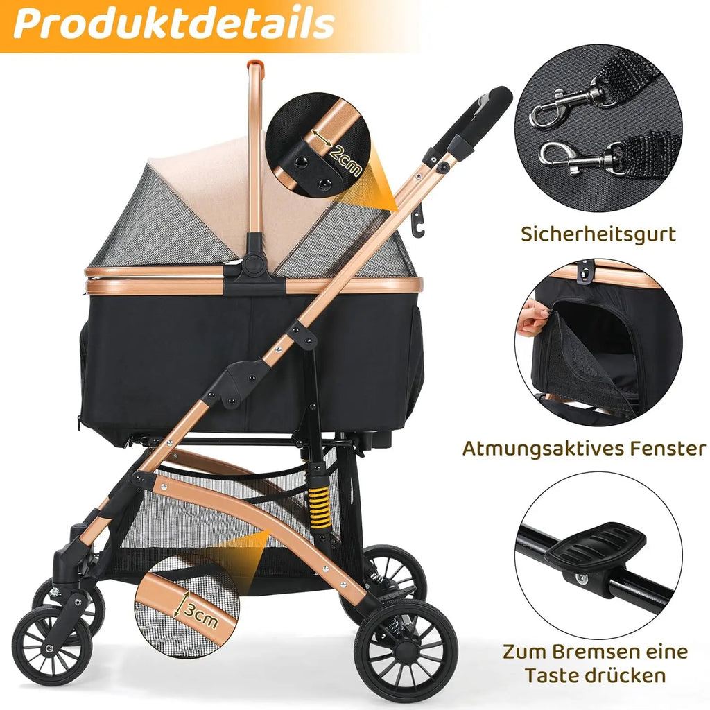 Two-in-One Folding Pet Stroller & Carrier