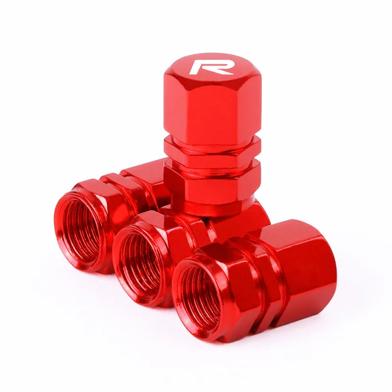 Aluminum R-Emblem Tire Valve Caps – Set of 4