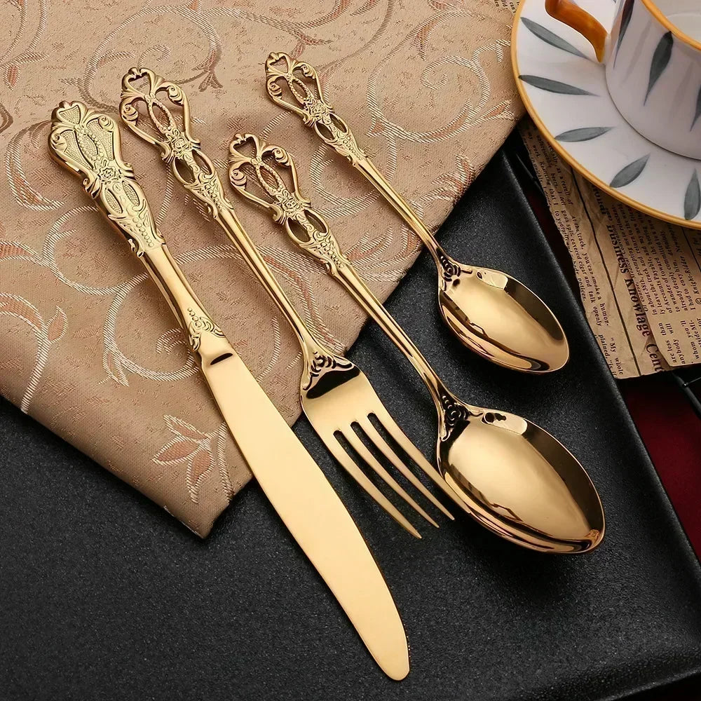 Vintage-Style Stainless Steel Flatware — Assorted Sets