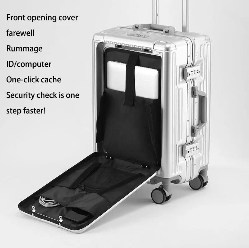 BunyFly Aluminum Frame Boarding Laptop Trolley Case 20 Inch Front Opening  Suitcase Cabin Luggage Bag Whispering Desires Shoppe