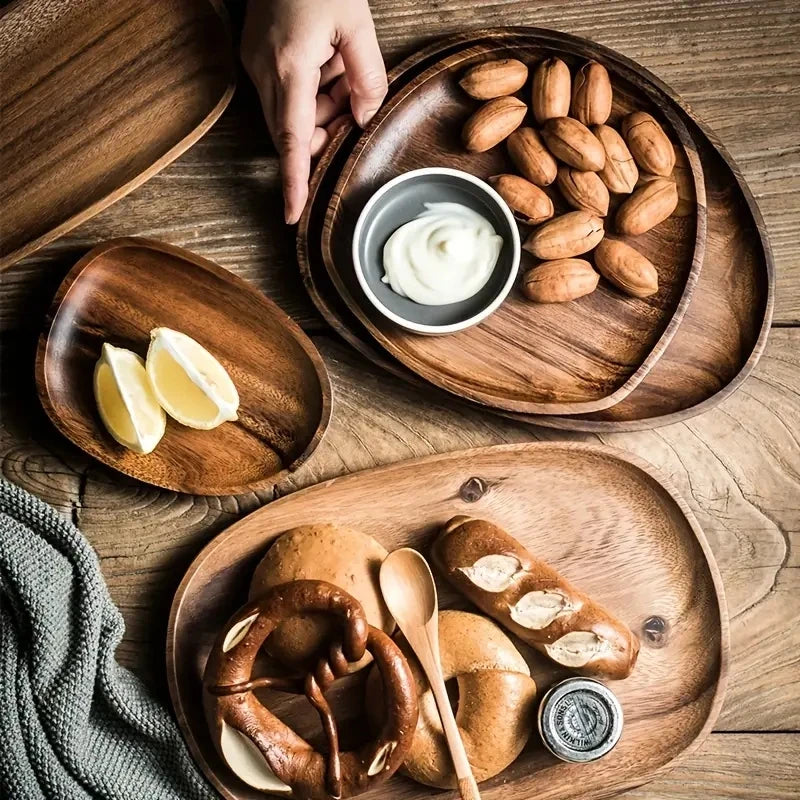 KEMORELA Solid Wood Serving Plates and Trays