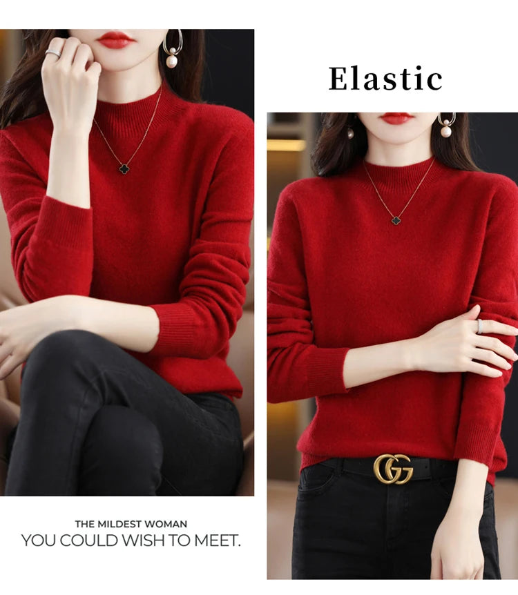 Women's Wool Mock-Neck Knit Sweater