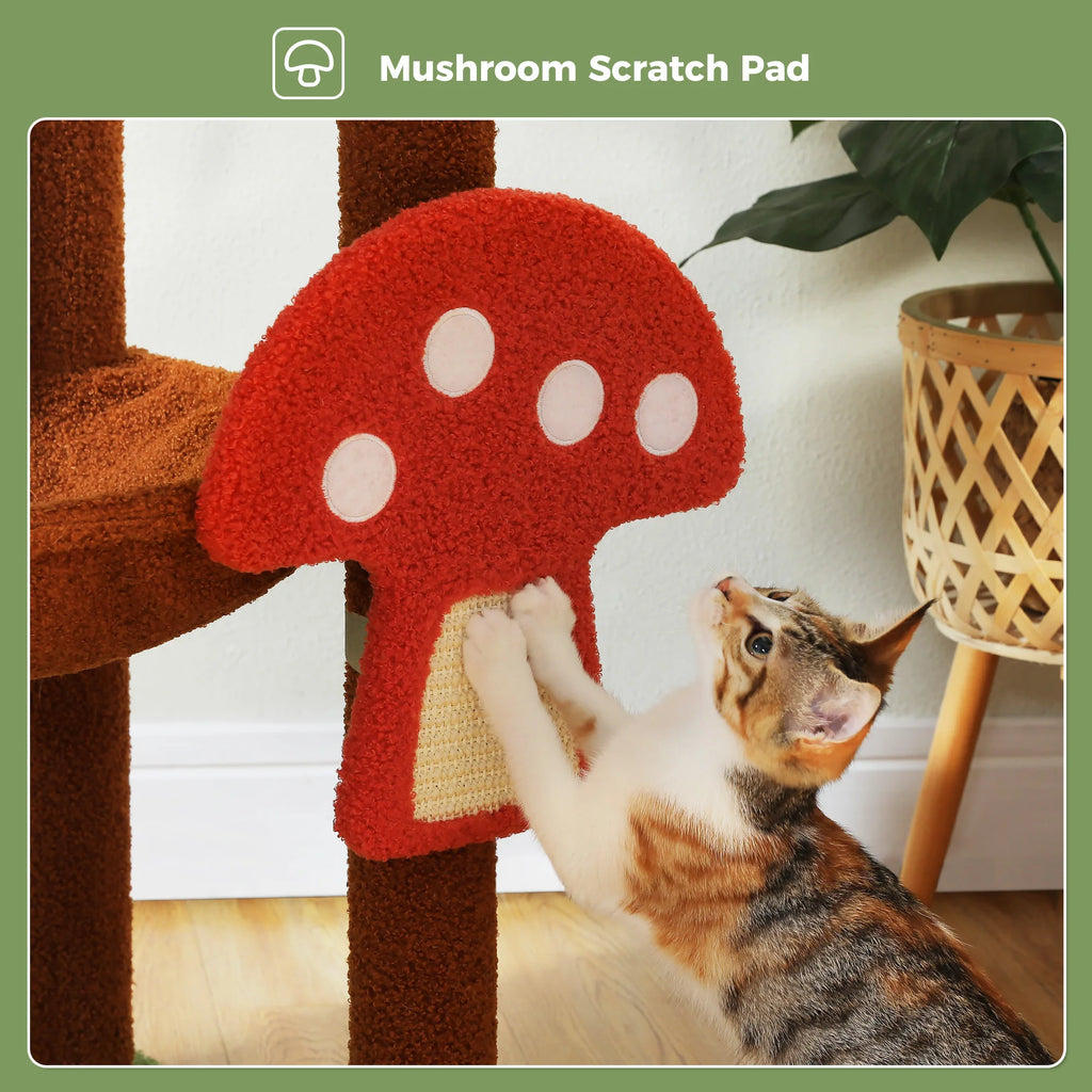 143cm Mushroom Cat Tree with Removable Scratcher