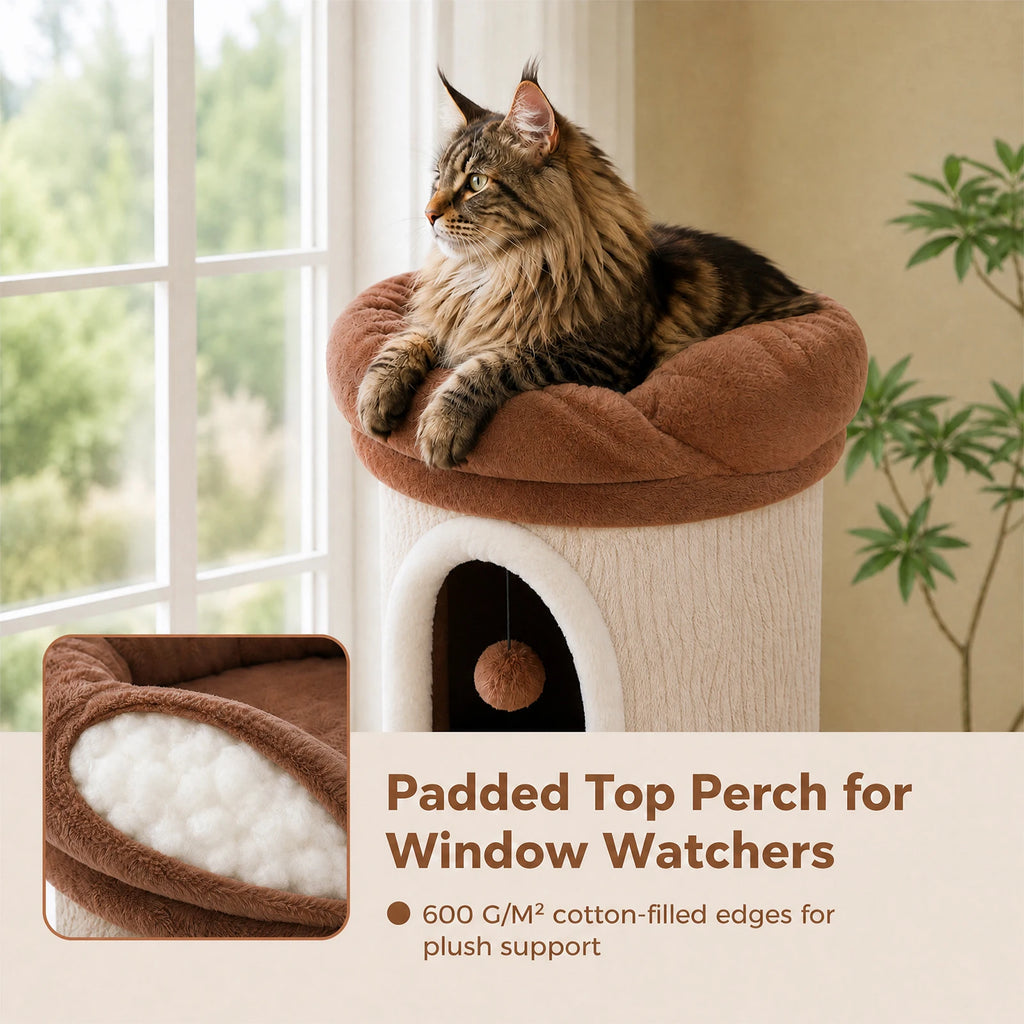 Large Cat Tree with Multiple Condos & Flower Bed