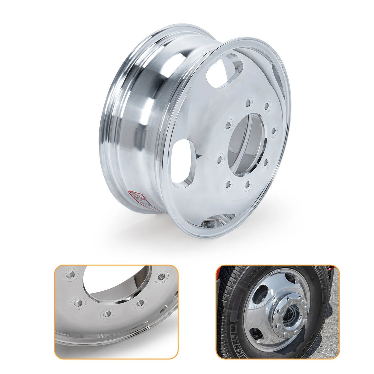 17×6.5 Front Dually Alloy Wheel – 8×200, Polished