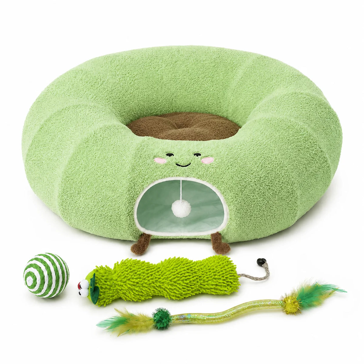 Convertible Plush Cat Tunnel & Donut Bed