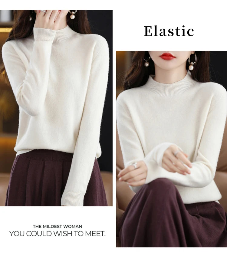 Women's Wool Mock-Neck Knit Sweater