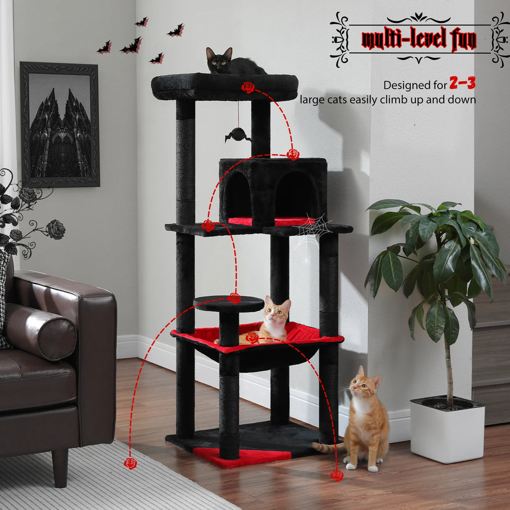 Gothic Cat Tree with Hammock & Condo
