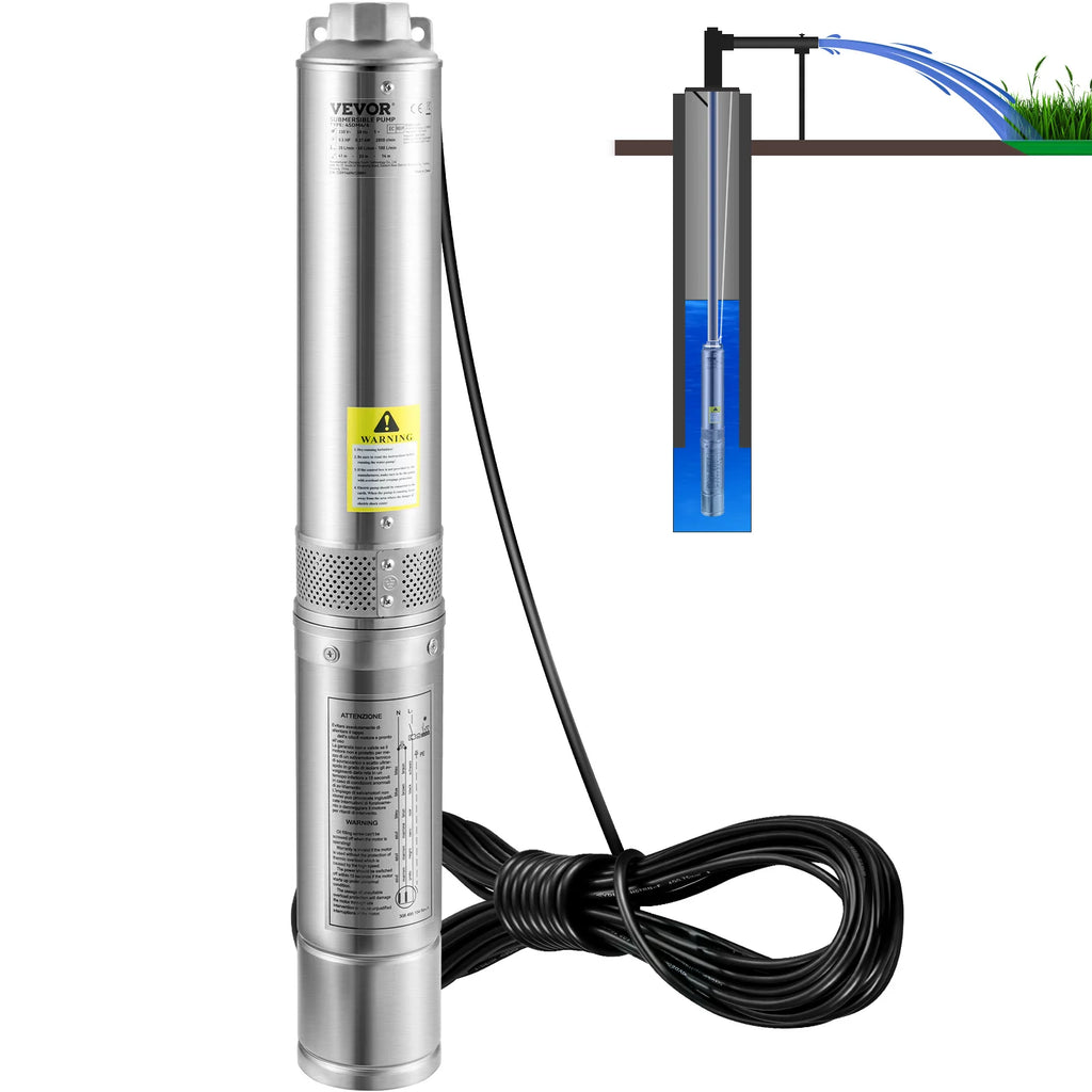 SucceBuy 230V Stainless Steel Deep Well Pump