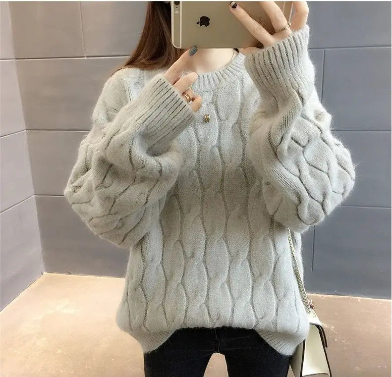 Women's Loose Round-Neck Knit Pullover
