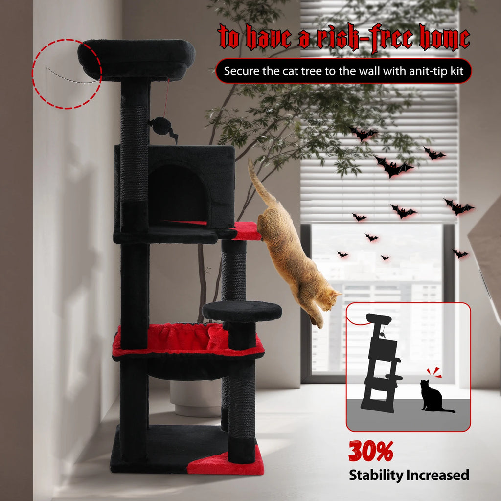 Gothic Cat Tree with Hammock & Condo