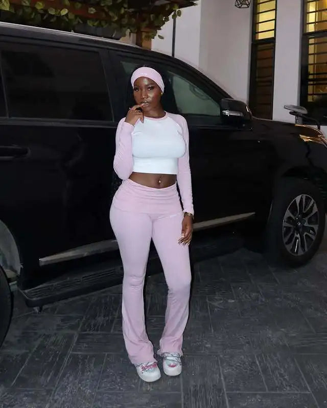 Women's Long-Sleeve Crewneck Top and Pants Set