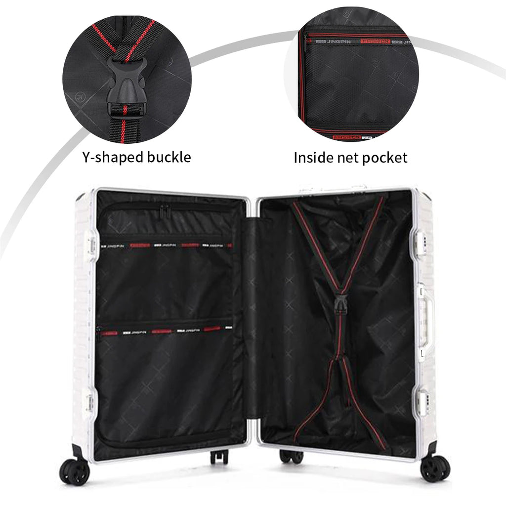 Trolley Luggage 20 24 26 28" Aluminum Frame Rolling Luggage Case USB Travel Suitcase on Wheels Combination Lock Carry on Luggage Whispering Desires Shoppe