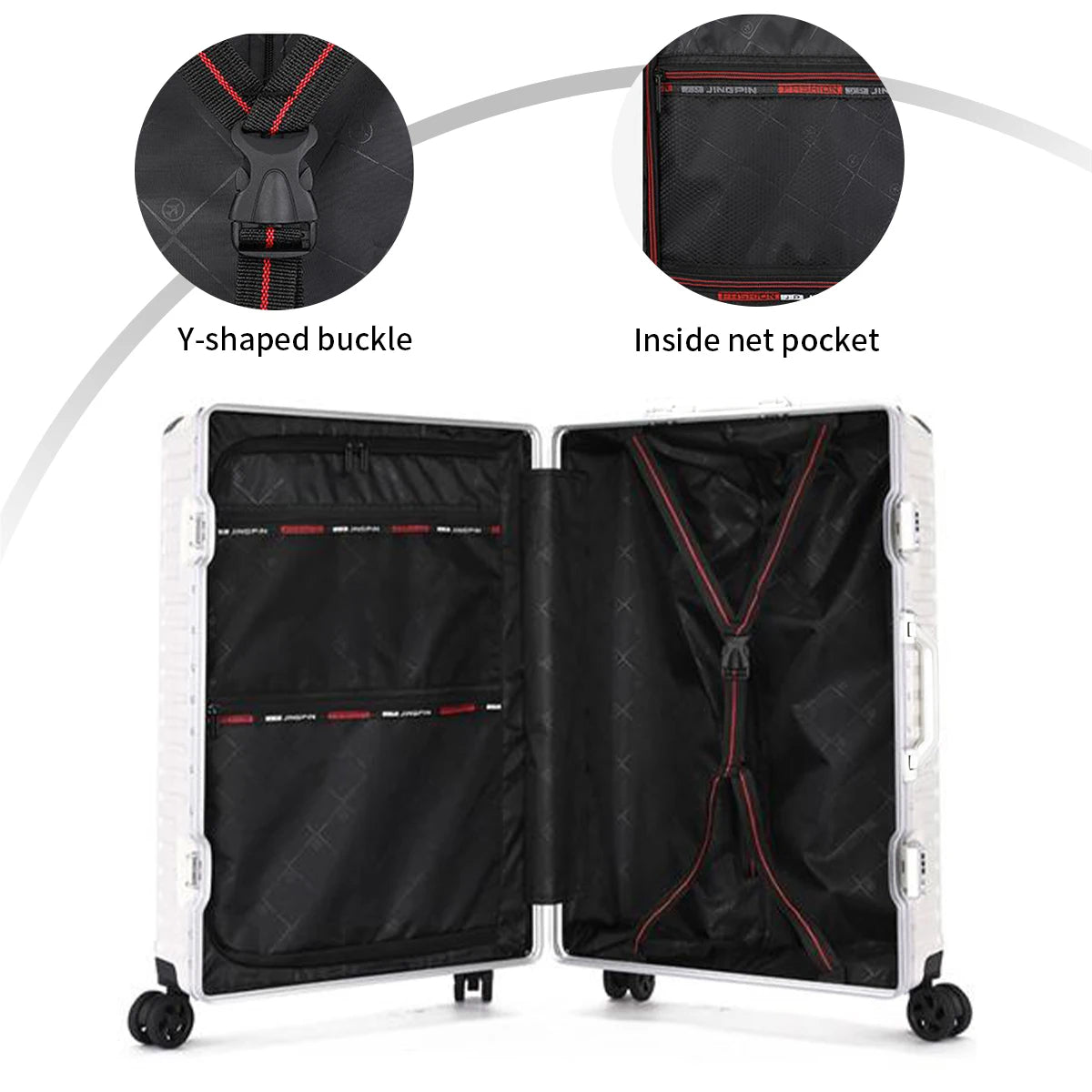 Trolley Luggage 20 24 26 28" Aluminum Frame Rolling Luggage Case USB Travel Suitcase on Wheels Combination Lock Carry on Luggage Whispering Desires Shoppe