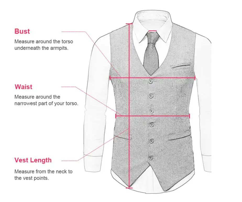 Men's Herringbone-Style Formal Suit Vest