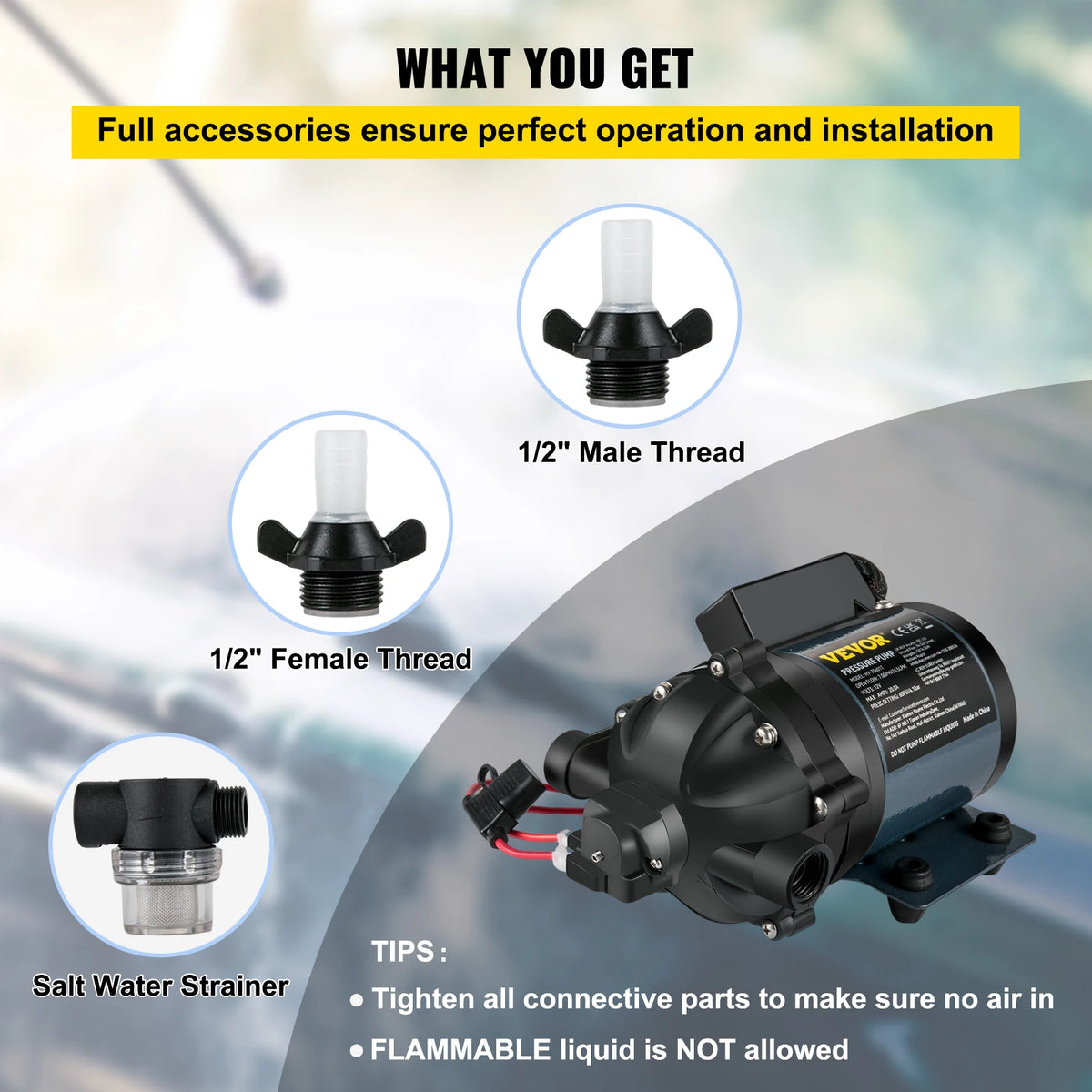 SucceBuy 12V 7 GPM RV & Marine Washdown Pump