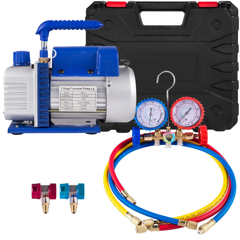 SucceBuy 3 CFM HVAC Vacuum Pump & Manifold Gauge Kit