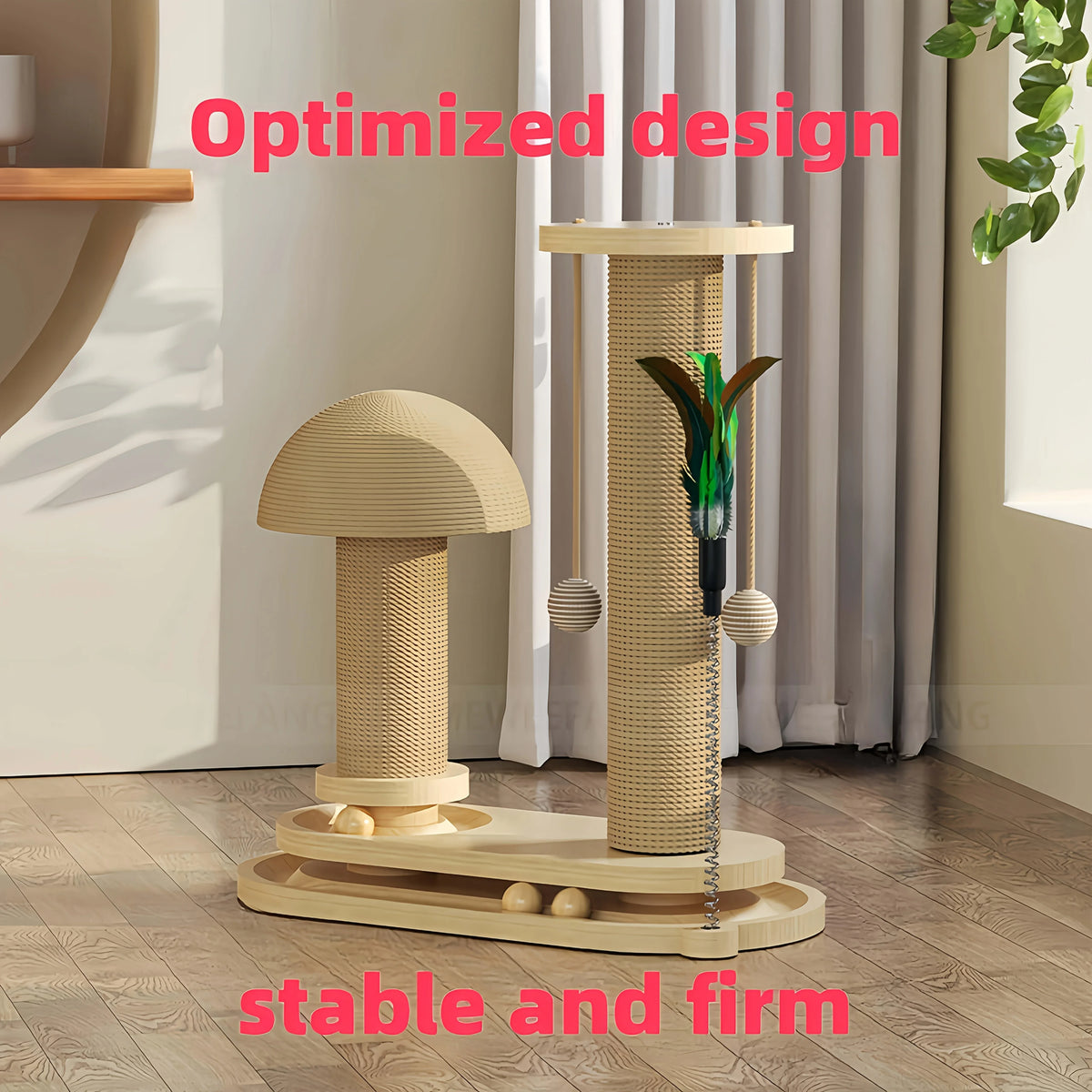 Interactive Cat Scratching Tower with Ball Track
