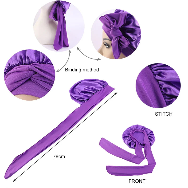 Women's Wide-Band Satin-Look Sleep Bonnet