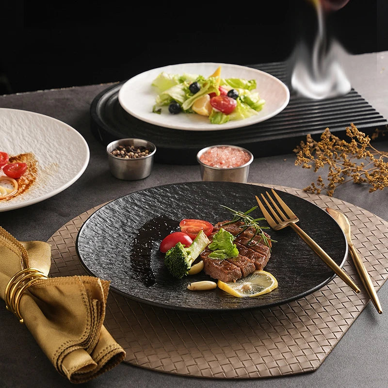 Rock-Textured Plastic Plates — 10 Pieces