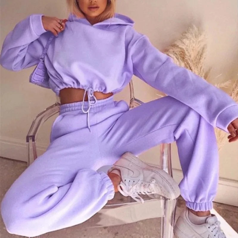 Women's Hooded Top & Pants Two-Piece Set