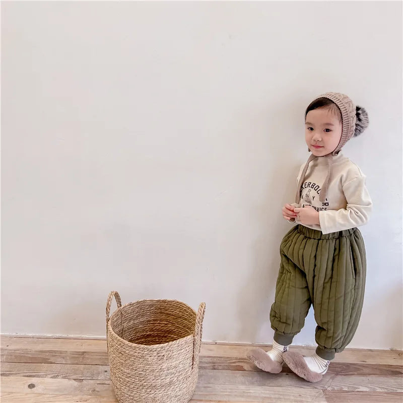 Children's Clothing From 2 To 7 Years Winter Kids Warm Cotton-Padded Trousers Baby Girls Thick Pants Toddler Boys Wear Clothes Whispering Desires Shoppe