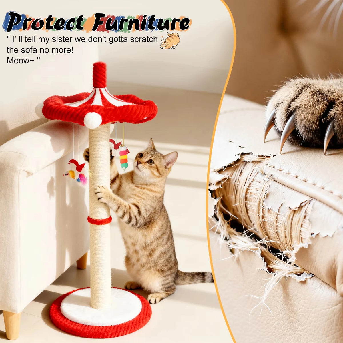 39" Carousel Cat Scratching Post with Rotating Top