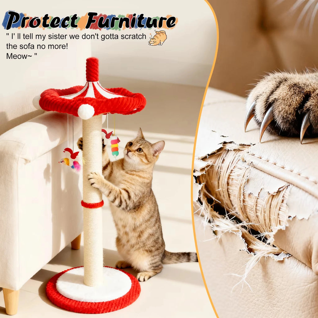 39" Carousel Cat Scratching Post with Rotating Top