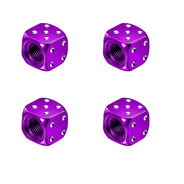 Dice-Style Aluminum Tire Valve Caps – Set of 4