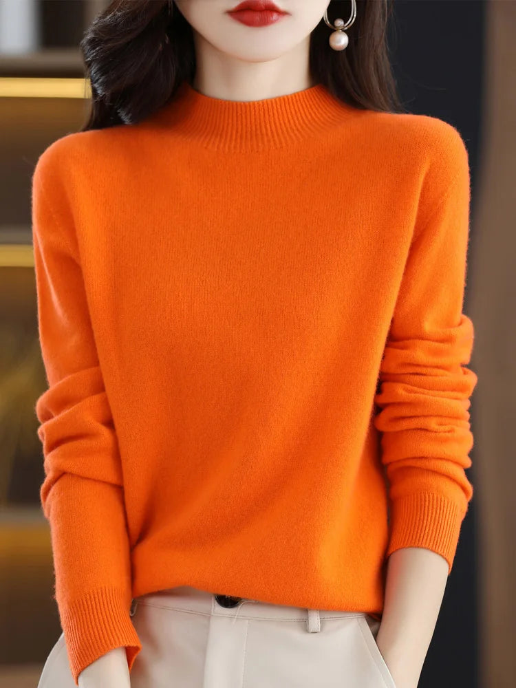 Women's Wool Mock-Neck Knit Sweater