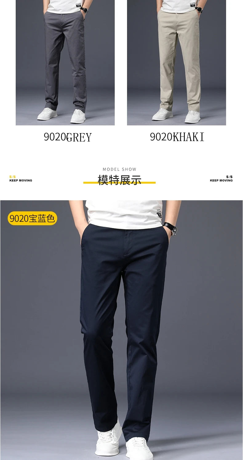 Men's Cotton-Blend Straight-Leg Stretch Pants