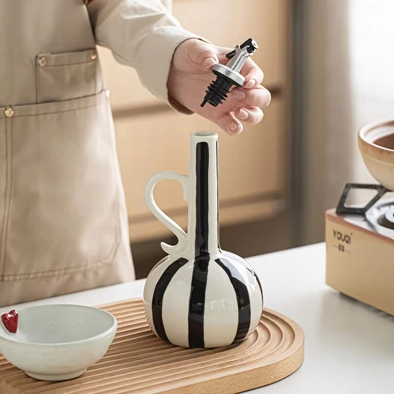 Decorative Ceramic Oil and Vinegar Dispenser