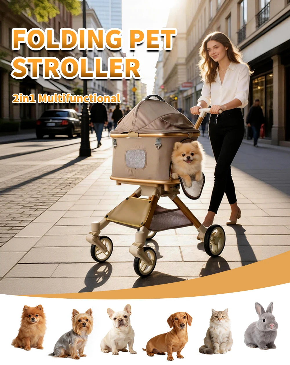 Pet Stroller for Dog & Cat, Pubby Stroller Upload to 55lbs,Dog Basket,Luxury Dog Stroller Whispering Desires Shoppe