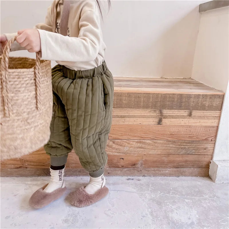 Children's Clothing From 2 To 7 Years Winter Kids Warm Cotton-Padded Trousers Baby Girls Thick Pants Toddler Boys Wear Clothes Whispering Desires Shoppe